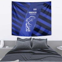 Greek Pride Tapestry with Ancient Sculpture and National Map Graphic