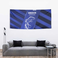 Greek Pride Tapestry with Ancient Sculpture and National Map Graphic