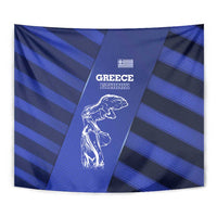 Greek Pride Tapestry with Ancient Sculpture and National Map Graphic