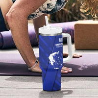 Greek Pride Tumbler With Handle with Ancient Sculpture and National Map Graphic