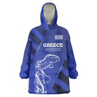 Greek Pride Wearable Blanket Hoodie with Ancient Sculpture and National Map Graphic