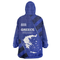 Greek Pride Wearable Blanket Hoodie with Ancient Sculpture and National Map Graphic