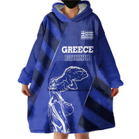 Greek Pride Wearable Blanket Hoodie with Ancient Sculpture and National Map Graphic