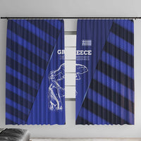 Greek Pride Window Curtain with Ancient Sculpture and National Map Graphic