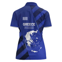 Greek Pride Women Polo Shirt with Ancient Sculpture and National Map Graphic