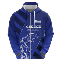 Greek Pride Zip Hoodie with Ancient Sculpture and National Map Graphic