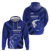 Greek Pride Zip Hoodie with Ancient Sculpture and National Map Graphic