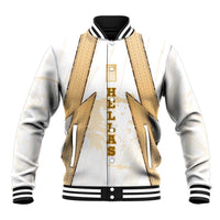 Hellas Athletic Baseball Jacket with Ancient Greek Shield Graphic and Numbered Back