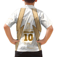 Hellas Athletic Family Matching Long Sleeve Bodycon Dress and Hawaiian Shirt with Ancient Greek Shield Graphic and Numbered Back