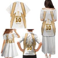 Hellas Athletic Family Matching Puletasi and Hawaiian Shirt with Ancient Greek Shield Graphic and Numbered Back