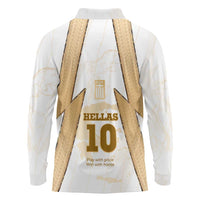 Hellas Athletic Long Sleeve Polo Shirt with Ancient Greek Shield Graphic and Numbered Back