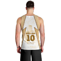 Hellas Athletic Men Tank Top with Ancient Greek Shield Graphic and Numbered Back