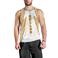 Hellas Athletic Men Tank Top with Ancient Greek Shield Graphic and Numbered Back