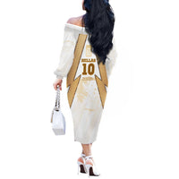 Hellas Athletic Off The Shoulder Long Sleeve Dress with Ancient Greek Shield Graphic and Numbered Back