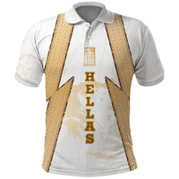 Hellas Athletic Polo Shirt with Ancient Greek Shield Graphic and Numbered Back