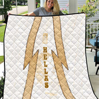 Hellas Athletic Quilt with Ancient Greek Shield Graphic and Numbered Back