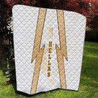Hellas Athletic Quilt with Ancient Greek Shield Graphic and Numbered Back