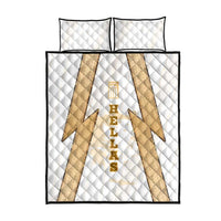 Hellas Athletic Quilt Bed Set with Ancient Greek Shield Graphic and Numbered Back