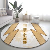 Hellas Athletic Round Carpet with Ancient Greek Shield Graphic and Numbered Back