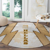 Hellas Athletic Round Carpet with Ancient Greek Shield Graphic and Numbered Back