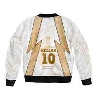 Hellas Athletic Sleeve Zip Bomber Jacket with Ancient Greek Shield Graphic and Numbered Back