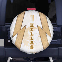 Hellas Athletic Spare Tire Cover with Ancient Greek Shield Graphic and Numbered Back