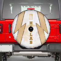 Hellas Athletic Spare Tire Cover with Ancient Greek Shield Graphic and Numbered Back