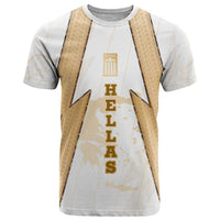 Hellas Athletic T Shirt with Ancient Greek Shield Graphic and Numbered Back