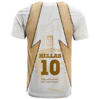 Hellas Athletic T Shirt with Ancient Greek Shield Graphic and Numbered Back