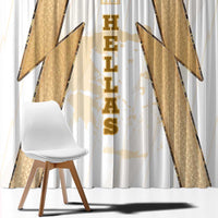 Hellas Athletic Window Curtain with Ancient Greek Shield Graphic and Numbered Back