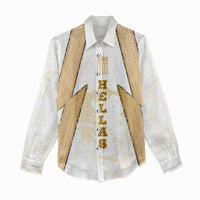 Hellas Athletic Women Casual Shirt with Ancient Greek Shield Graphic and Numbered Back