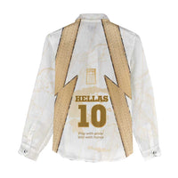 Hellas Athletic Women Casual Shirt with Ancient Greek Shield Graphic and Numbered Back