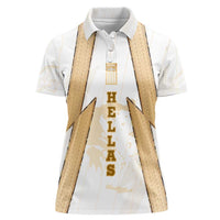 Hellas Athletic Women Polo Shirt with Ancient Greek Shield Graphic and Numbered Back