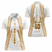 Hellas Athletic Women Polo Shirt with Ancient Greek Shield Graphic and Numbered Back