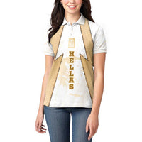 Hellas Athletic Women Polo Shirt with Ancient Greek Shield Graphic and Numbered Back
