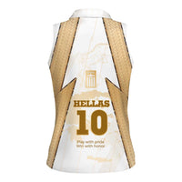 Hellas Athletic Women Sleeveless Polo Shirt with Ancient Greek Shield Graphic and Numbered Back