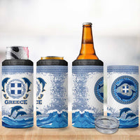 Greece Dolphin 4 in 1 Can Cooler Tumbler with Greek Key Pattern and Ocean Wave Design