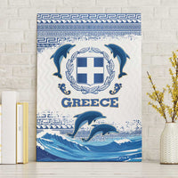 Greece Dolphin Canvas Wall Art with Greek Key Pattern and Ocean Wave Design