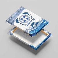 Greece Dolphin Canvas Wall Art with Greek Key Pattern and Ocean Wave Design