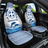 Greece Dolphin Car Seat Cover with Greek Key Pattern and Ocean Wave Design