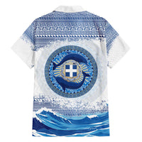 Greece Dolphin Hawaiian Shirt with Greek Key Pattern and Ocean Wave Design