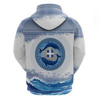 Greece Dolphin Hoodie with Greek Key Pattern and Ocean Wave Design