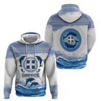 Greece Dolphin Hoodie with Greek Key Pattern and Ocean Wave Design