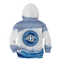 Greece Dolphin Kid Hoodie with Greek Key Pattern and Ocean Wave Design