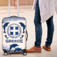 Greece Dolphin Luggage Cover with Greek Key Pattern and Ocean Wave Design