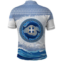 Greece Dolphin Polo Shirt with Greek Key Pattern and Ocean Wave Design