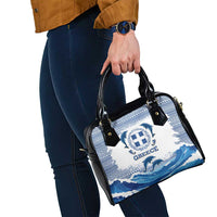 Greece Dolphin Shoulder Handbag with Greek Key Pattern and Ocean Wave Design