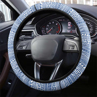 Greece Dolphin Steering Wheel Cover with Greek Key Pattern and Ocean Wave Design