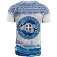 Greece Dolphin T Shirt with Greek Key Pattern and Ocean Wave Design