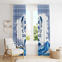 Greece Dolphin Window Curtain with Greek Key Pattern and Ocean Wave Design